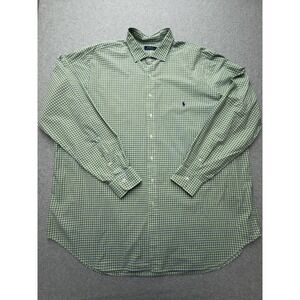 Ralph Lauren Shirt Mens Big 3XLT Green Check Long Sleeve Button Down Pony Logo‎